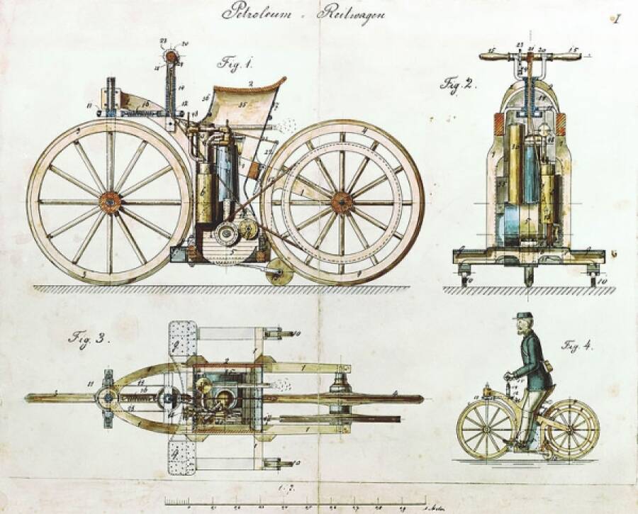 Чертежи Даймлера 1884 год