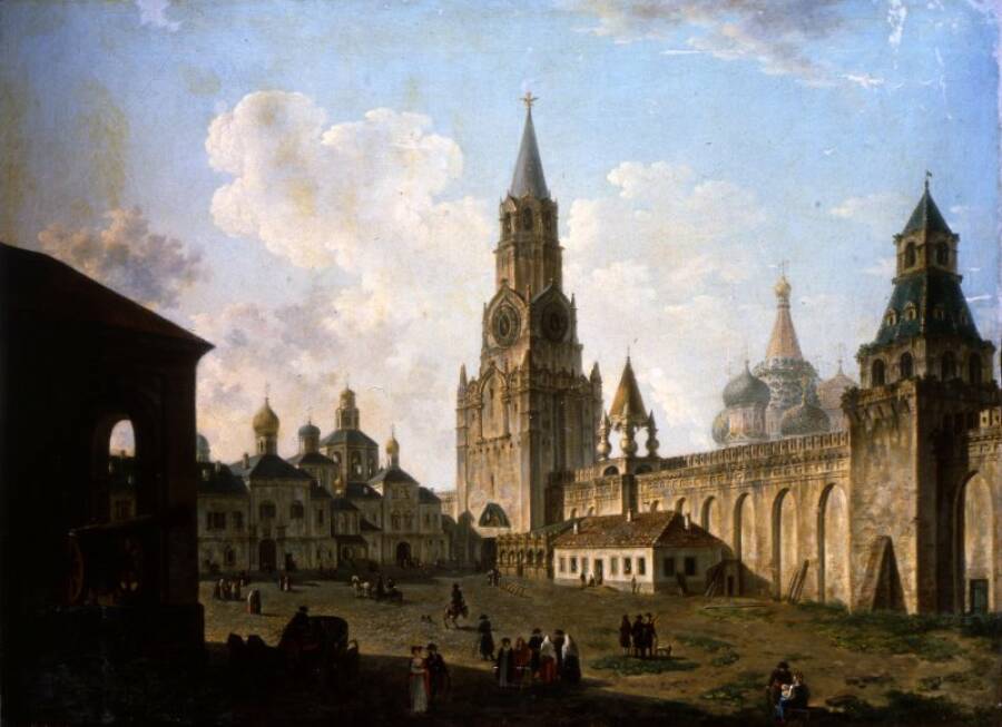 Вид в Кремле у Спасской башни (на Вознесенский монастырь). Алексеев Ф. Я. 1800-е гг.