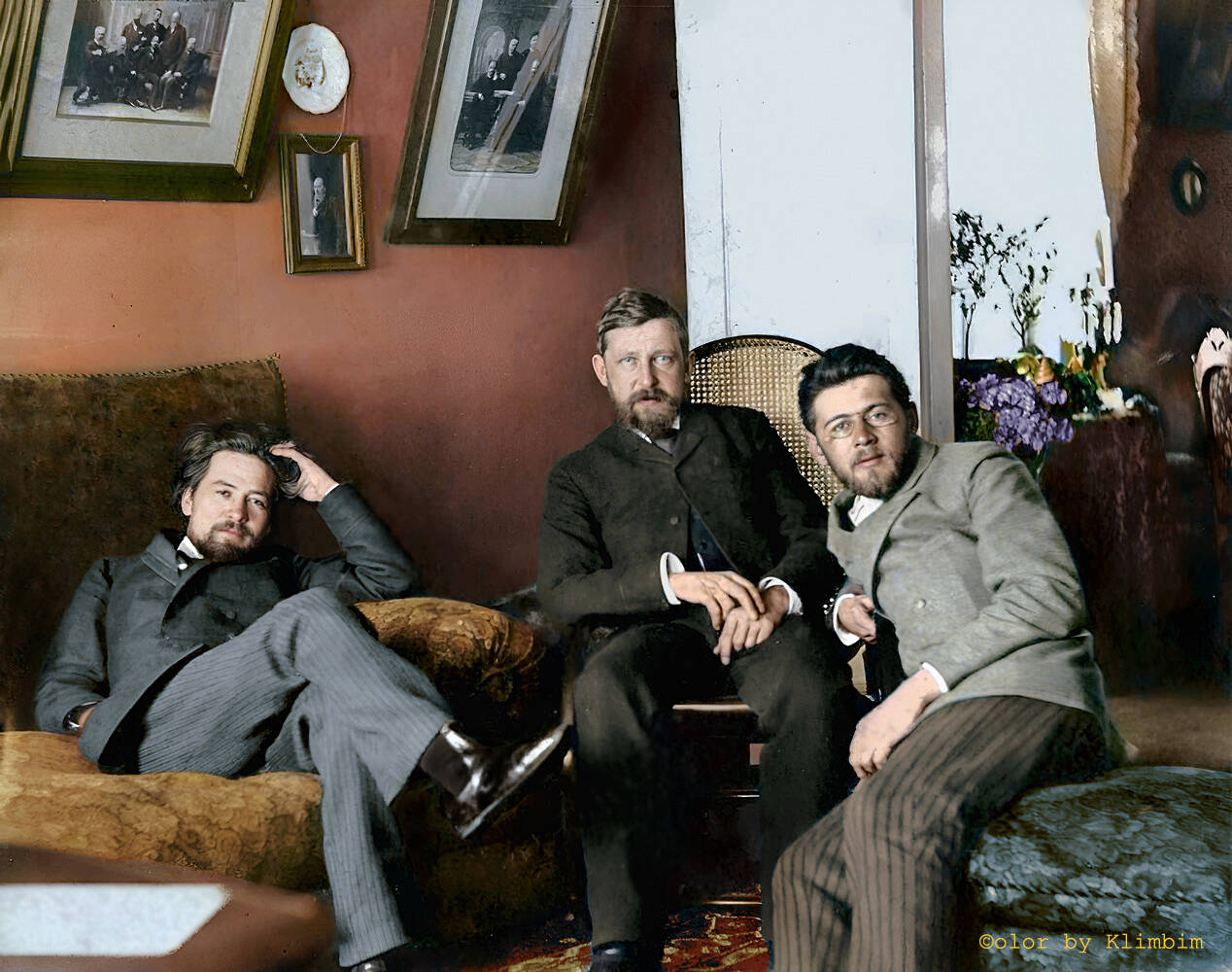 Чехов А.П., Чехов М.М., Чехов М.П. 1893 или 1894 год. Фото: Color by Klimbim 0.2