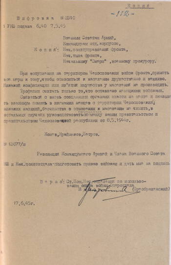 Шифровка № 2310 от 7 мая 1945 года 1-го Украинского фронта